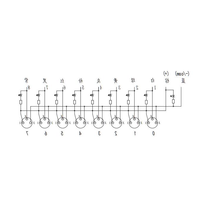 M8分线盒、单通道、NPN、8端口分体式、带LED 、带顶盖和电缆 、23NT08